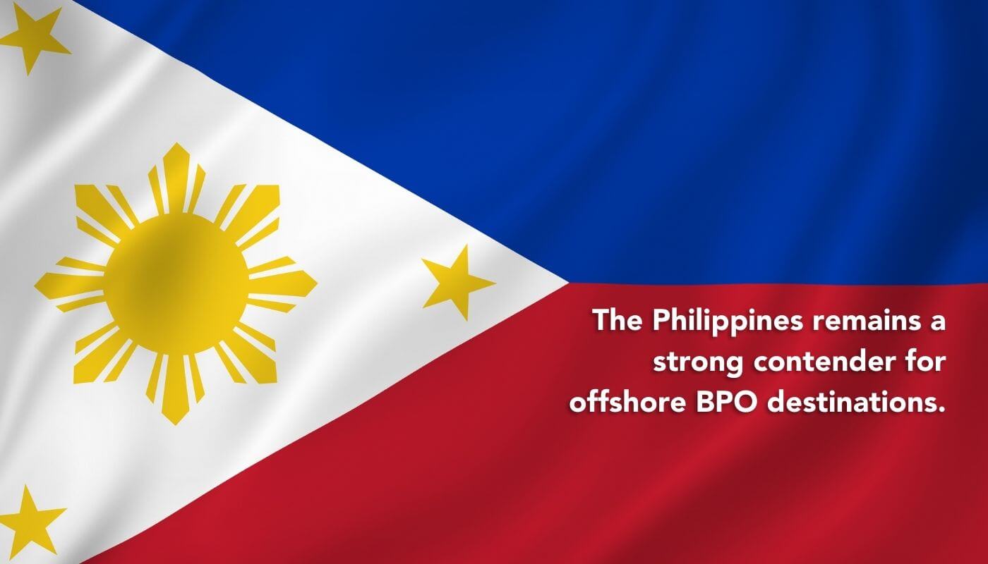 philippines offshore bpo destination Philippine flag with quotation