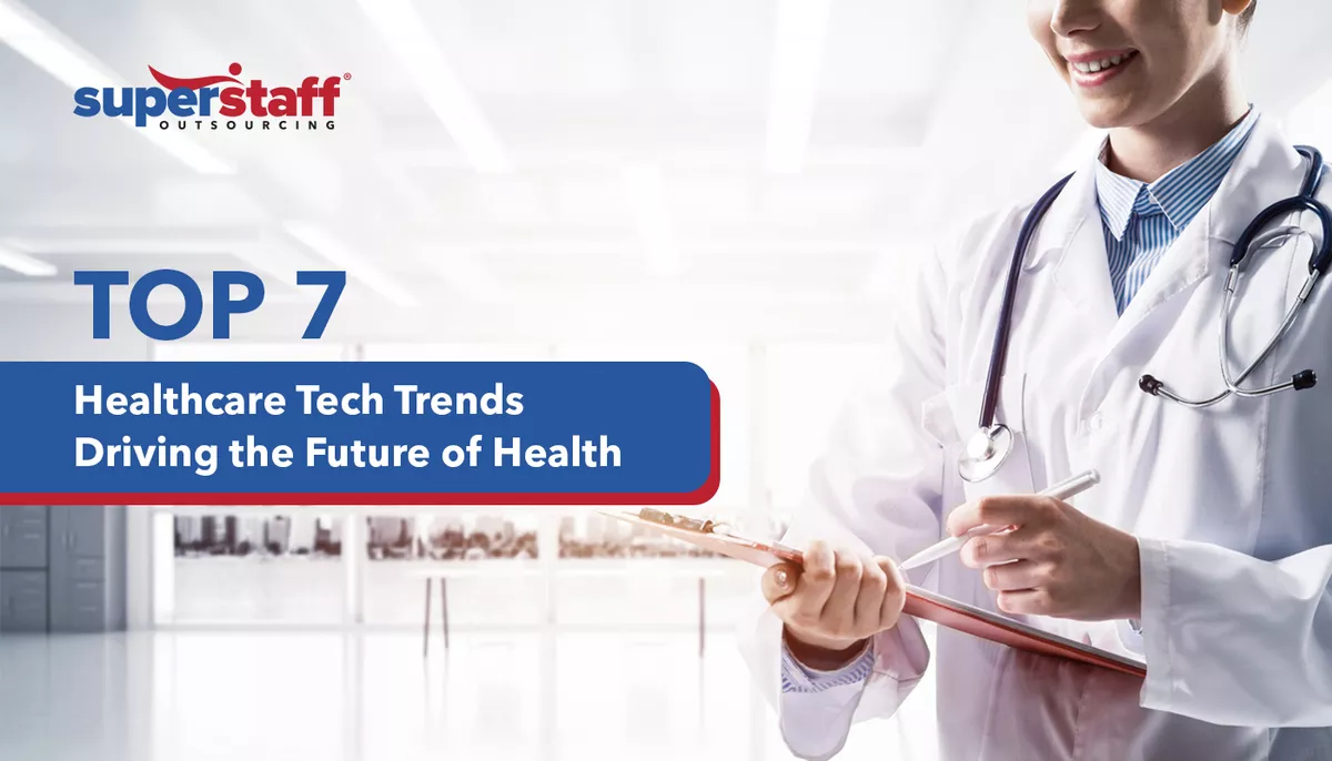 Top-7-Healthcare-Tech-Trends A doctor holds a patient's record, ready to take on Healthcare Tech Trends Driving the Future of Health.
