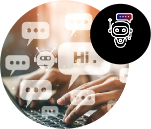 A Person Typing on Laptop and a Robot