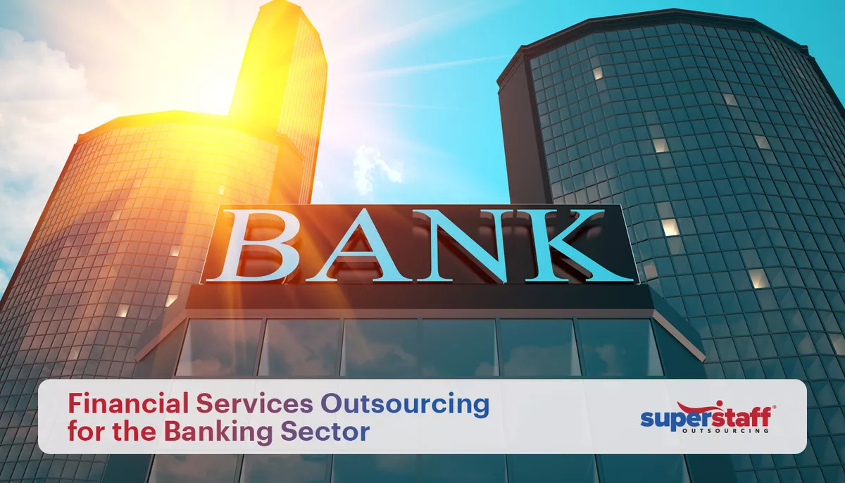 Financial-Services-Outsourcing-for-the-Banking-Sector An image shows a bank building. The text reads Why Banking Sector Should Outsource Financial Services.