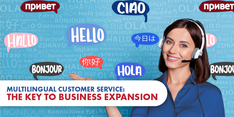 Banner multilingual customer service, business expansion, banner