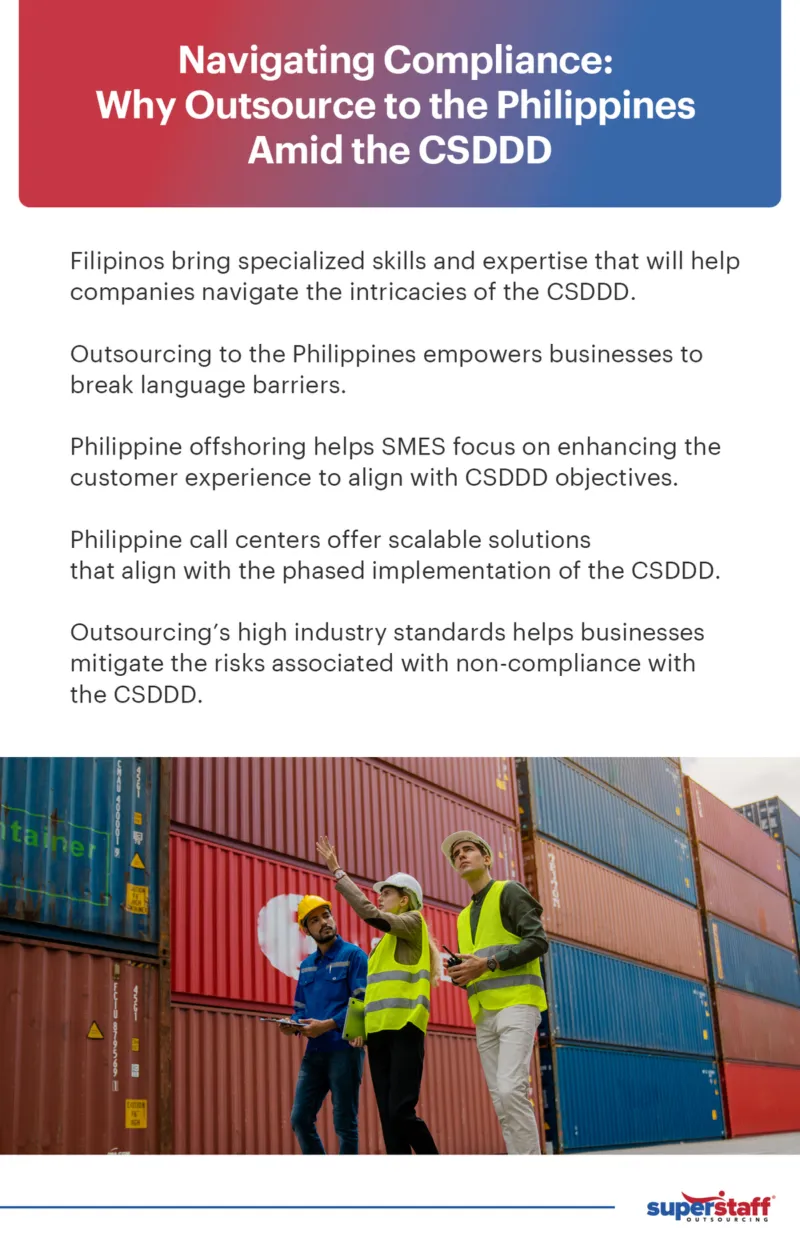 Navigating-Compliance—Why-Outsource-to-the-Philippines–Amid-the-CSDDD Navigating Compliance: Why Outsource to the Philippines Amid the CSDDD Inforgraphic