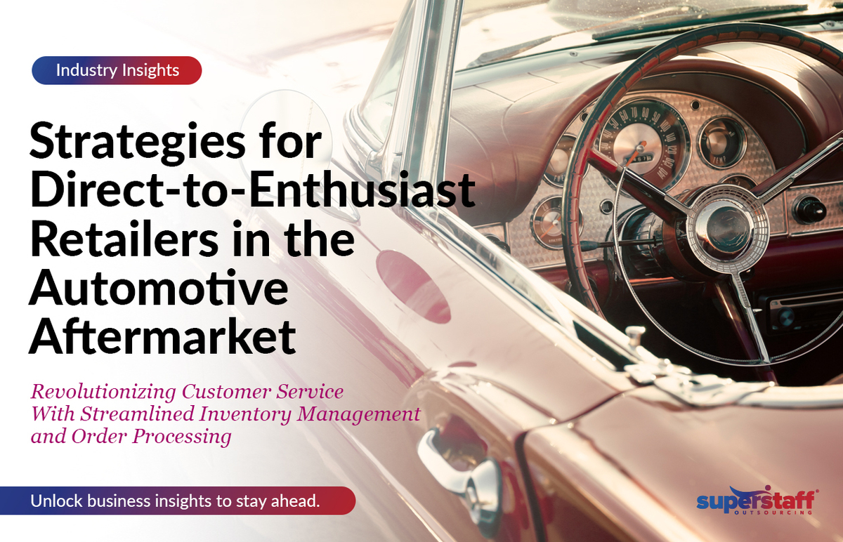 Automotive-Aftermarket_Featured A steering wheel of a luxury car is shown. Image caption reads: Inventory and Order Management in Automotive Customer Service.