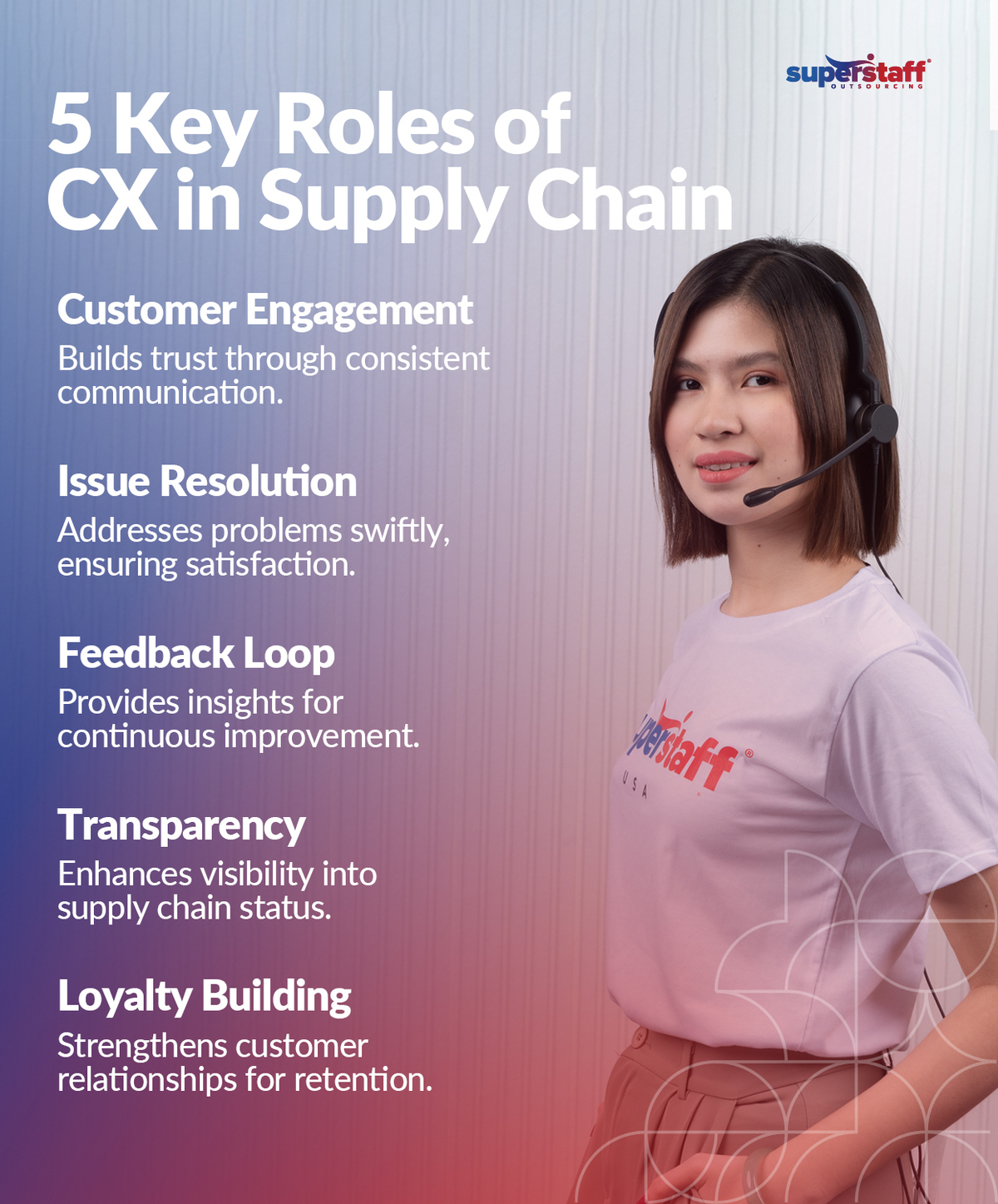 Enhance-Efficiency-for-Real-Time-Supply-Chain-Monitoring-Firms_Mini-Info-2 A SuperStaff customer service agent wears a headset.