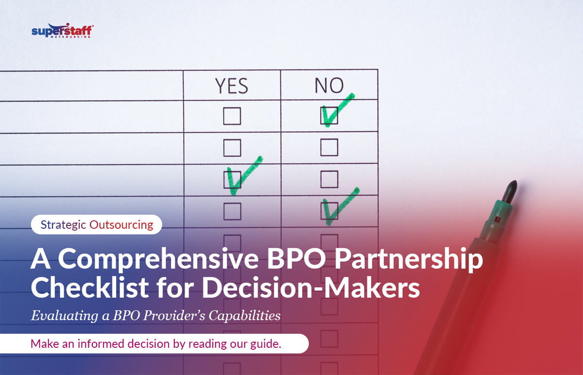 A-Comprehensive-BPO-Partnership-Checklist-for-Decision-Makers_Featured A tick box of requirements when evaluating a BPO in the Philippines.
