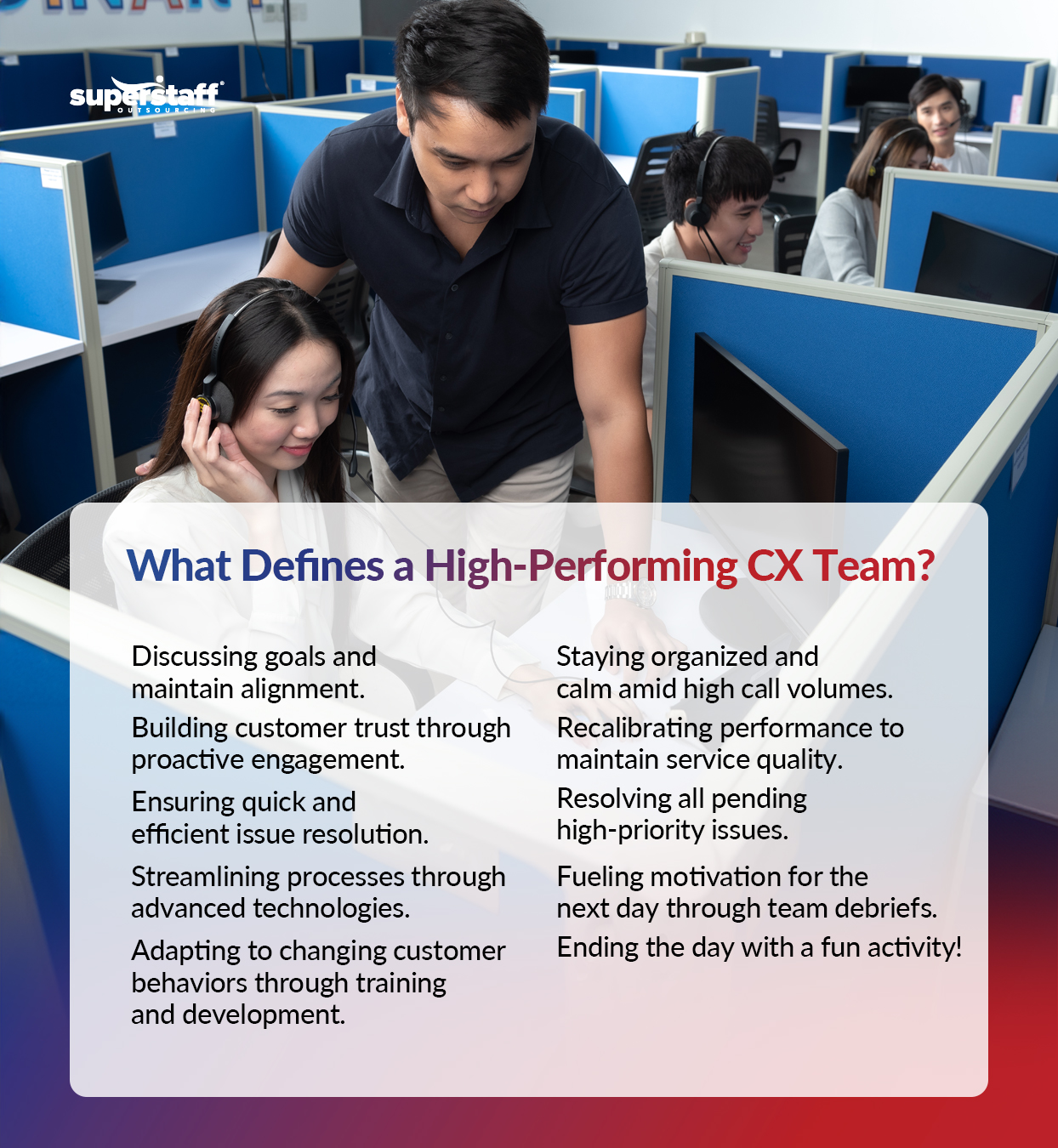 Inside-a-High-Performing-BPO_Mini-Info-2 An infographic showing what defines a top-notch customer experience team.