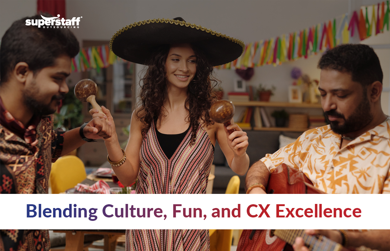 Fiesta-Fridays-and-Tinto-Breaks_Featured A featured image shows a call center Colombia workplace tradition with the caption "Blending Culture, Fun, and CX Excellence"
