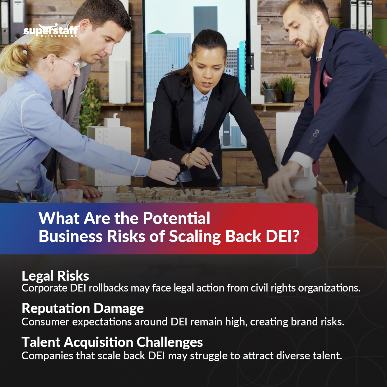 State-of-Diversity,-Equity,-and-Inclusion-(DEI)-Under-Trump_Mini-Info-1 A mini infographic shows the potential business risks of scaling back DEI policies