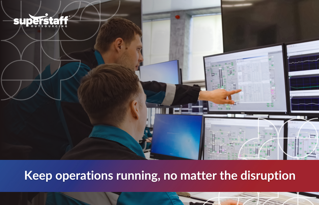 Big Tech Downsizing_Featured Office staff working to reflect business continuity message.