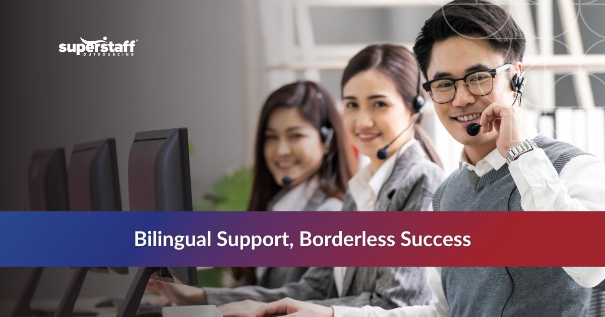 Bilingual Call Center Services_Featured A diverse team of agents smiling while providing bilingual call center services at their desks.