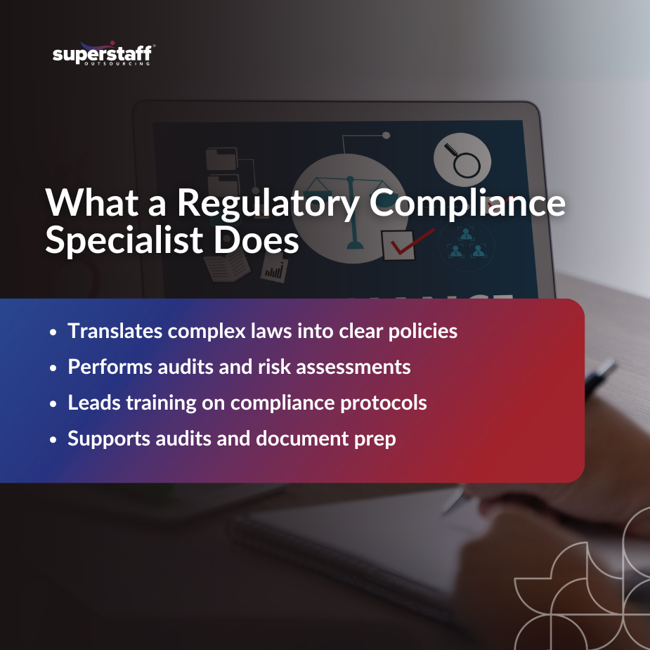 What Do Regulatory Compliance_MI Regulatory compliance specialist roles infographic