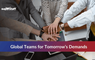 Team collaborating on a project in a modern workspace.