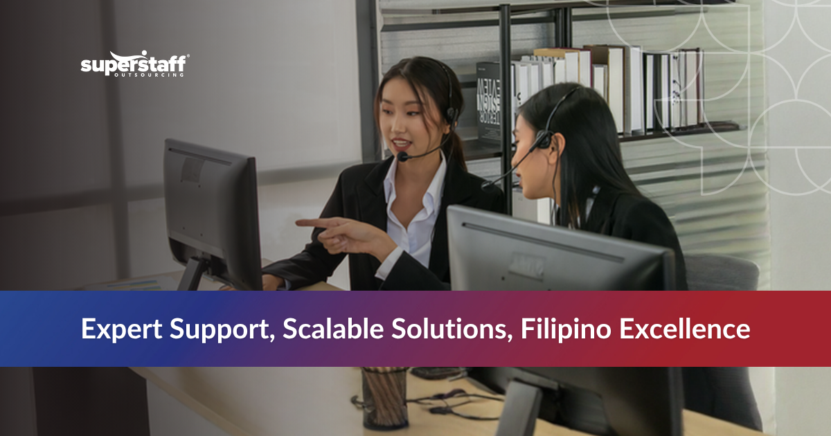 Filipino call center agents, with text about expert BPO support