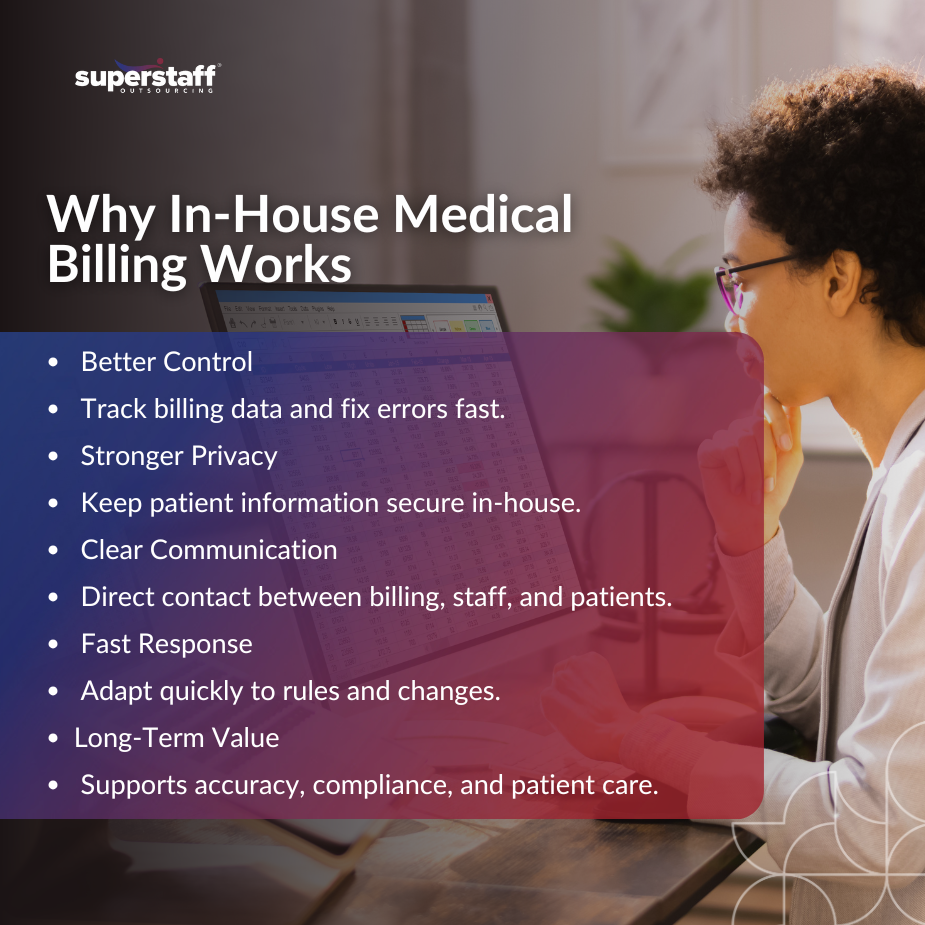 In-House Medical Billing_MI Healthcare staff managing in-house medical billing using desktop software in a clinical office setting.
