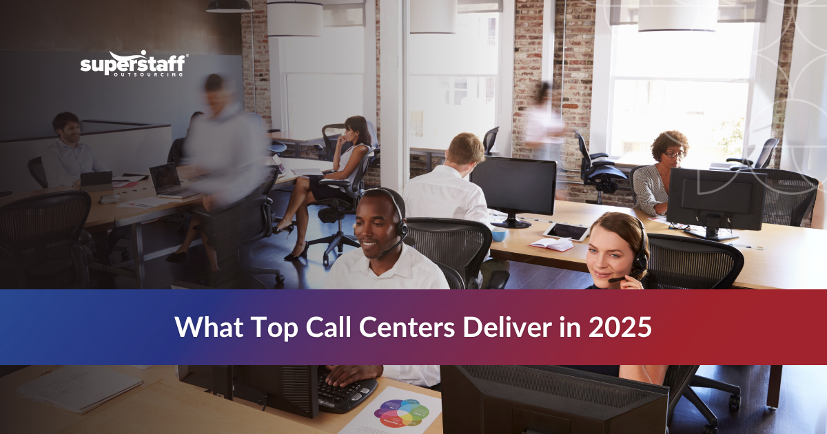 Office agents working in a modern BPO environment, representing the best call center outsourcing companies.