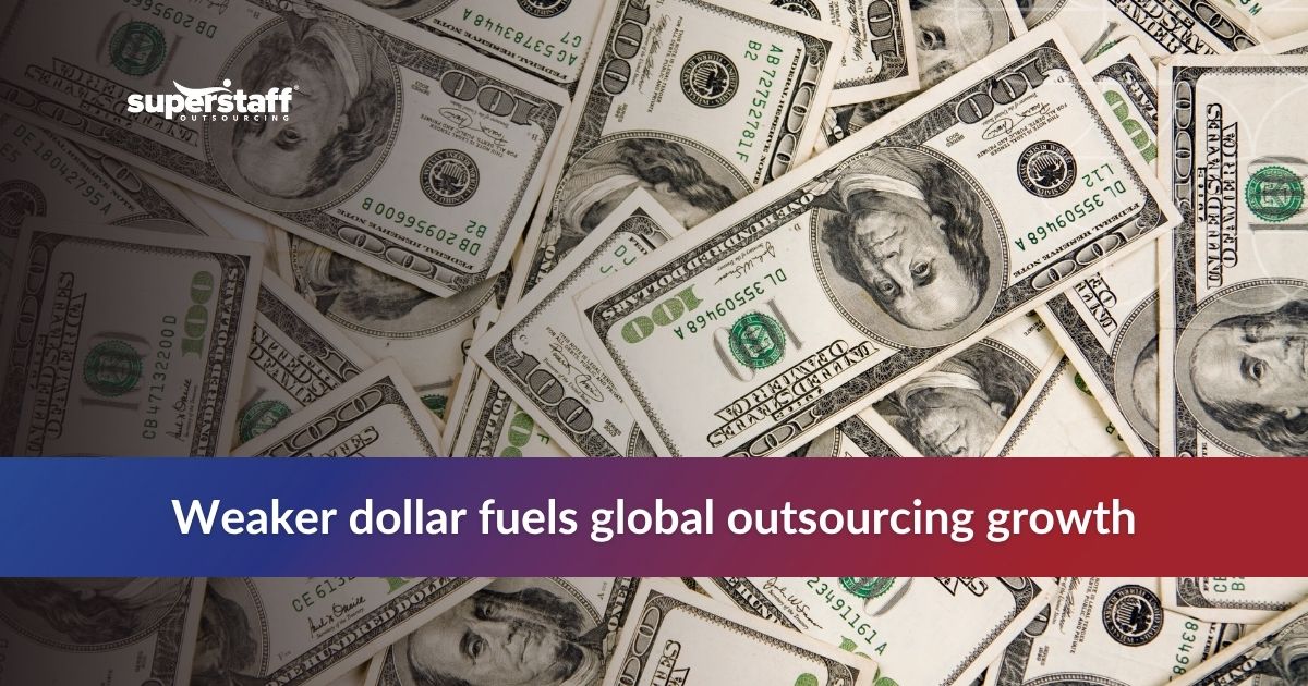 The Dollar Is Down_Featured Dollars symbolizing financial aspects of global outsourcing trends.