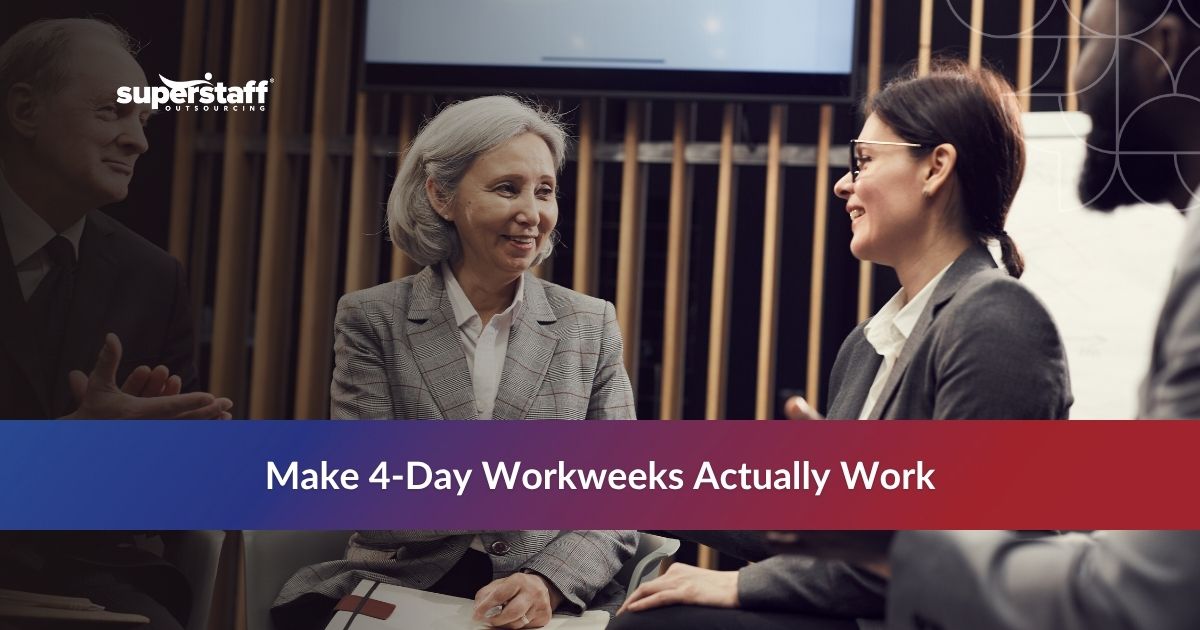 team benefiting from flexible work schedule outsourcing