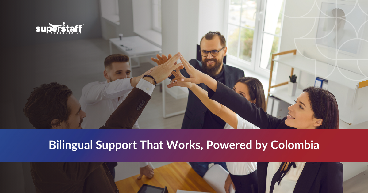 Call Center Colombia_Featured Call center agents in Colombia celebrating happily, showcasing a positive work culture .