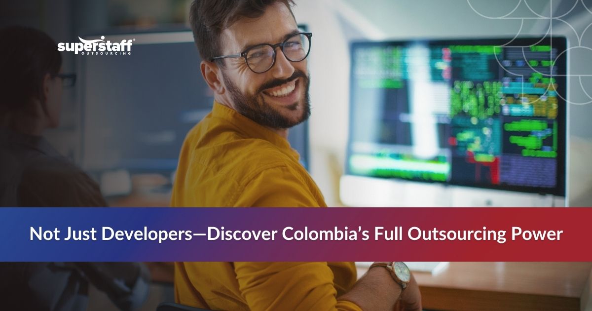 Team members working at a BPO company Colombia office