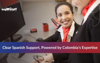 Professional showcasing Colombia Spanish answering service benefits with bilingual agents and real-time support.
