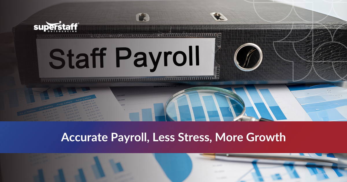 business owner reviewing payroll processing services benefits