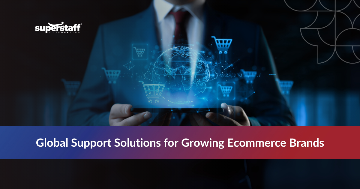 Hand typing with floating icons, representing multilingual call center services.