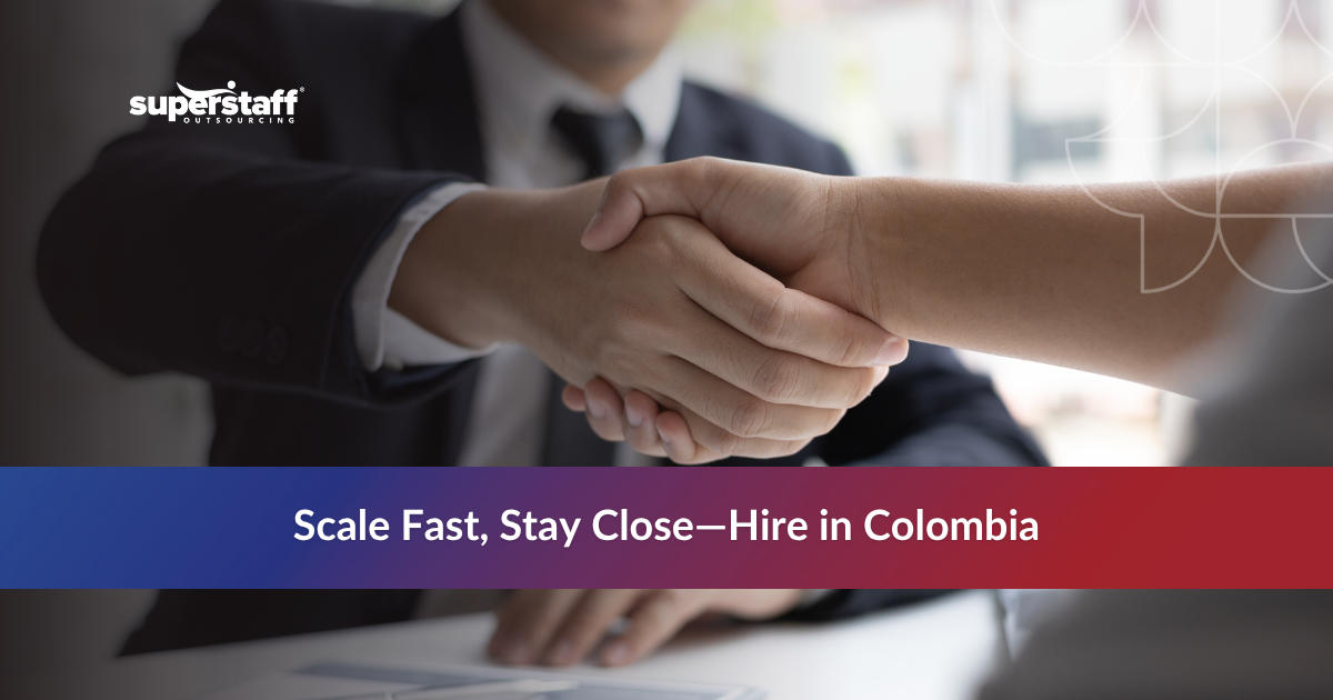 Hands shaking symbolizing a strategic decision to hire workers from Colombia for nearshoring support