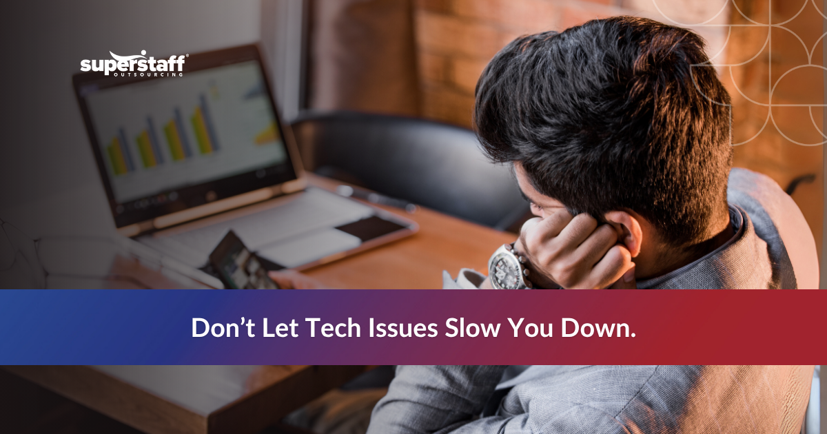 Frustrated IT Help Desk Agent Affected by System Slowdowns Tired IT Help Desk team member facing tech slowdowns and support system fatigue