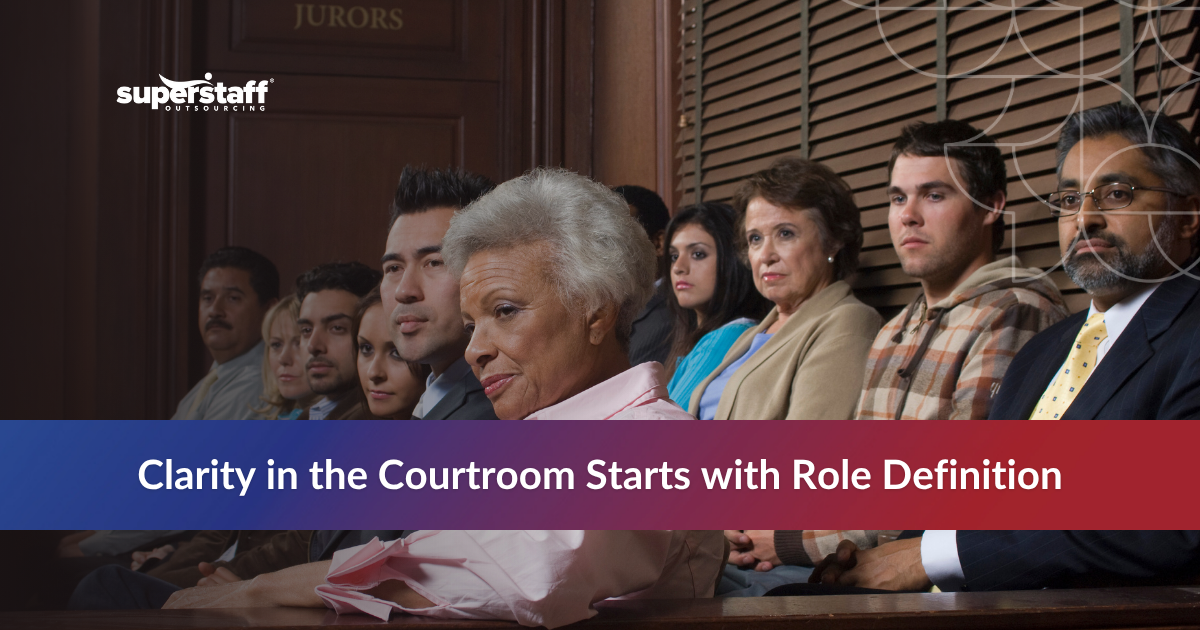 Legal Assistant vs. Paralegal_Featured Court jurors with text about role clarity in courtroom