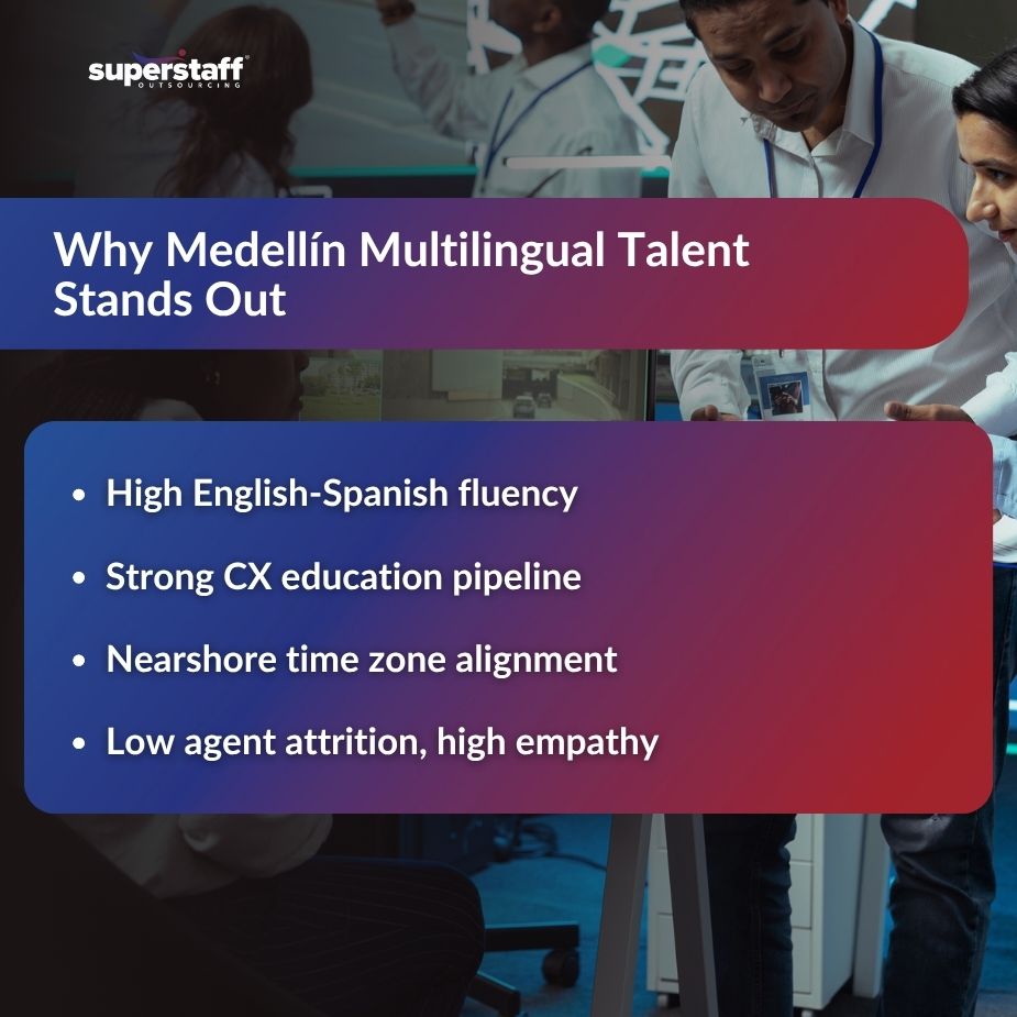Medellín’s Multilingual Talent_MI Infographic highlighting why Medellín’s multilingual customer support talent stands out globally