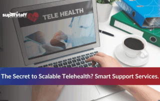Person browsing telehealth customer service platform on a computer, representing remote healthcare support through healthcare BPO supports services.