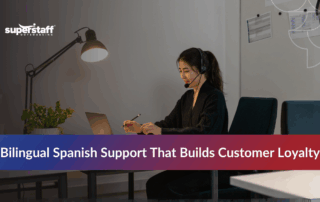 Man wearing headphones highlights the benefits of call center bilingual Spanish agents in business operations.