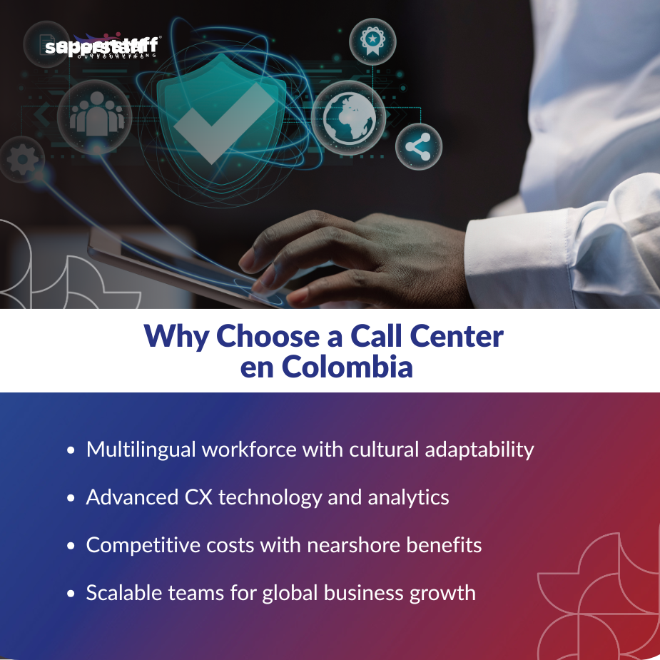 Global CX Excellence_MI Hand using a tablet, illustrating the benefits of a call center en Colombia, including multilingual workforce and advanced technology.