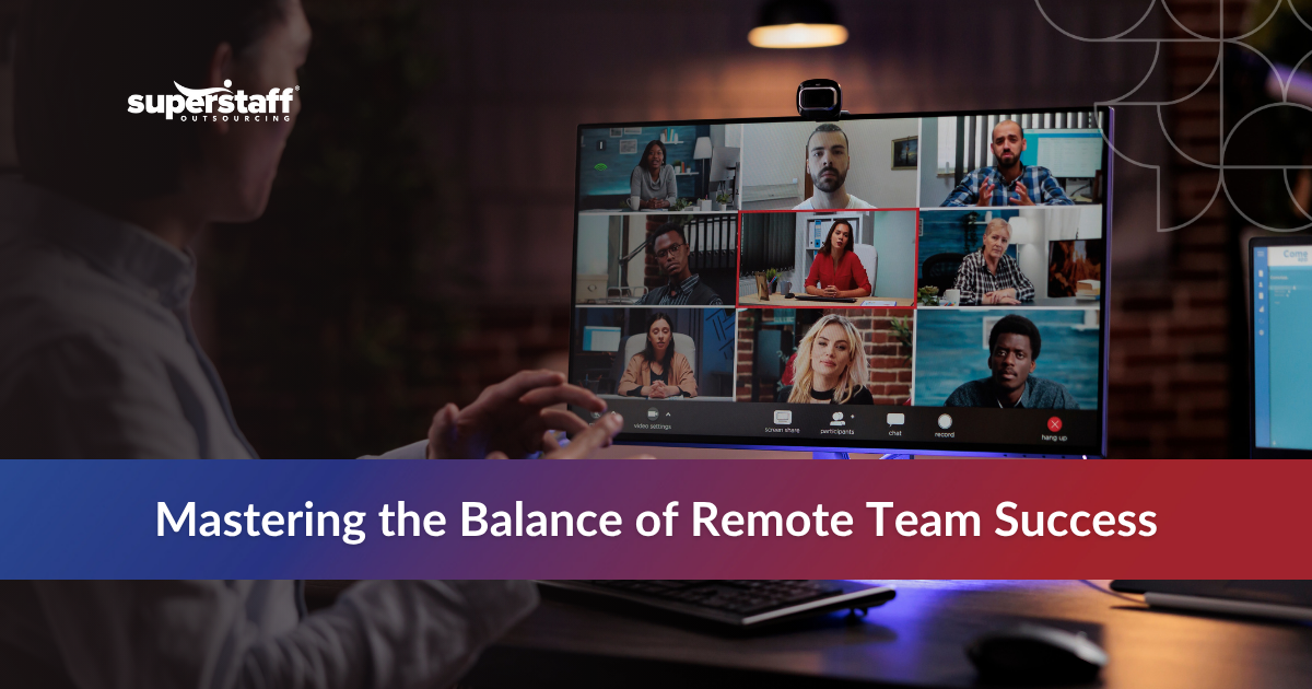 Remote Workforce_Featured A laptop showing a video call with multiple participants, illustrating effective remote team management strategies.
