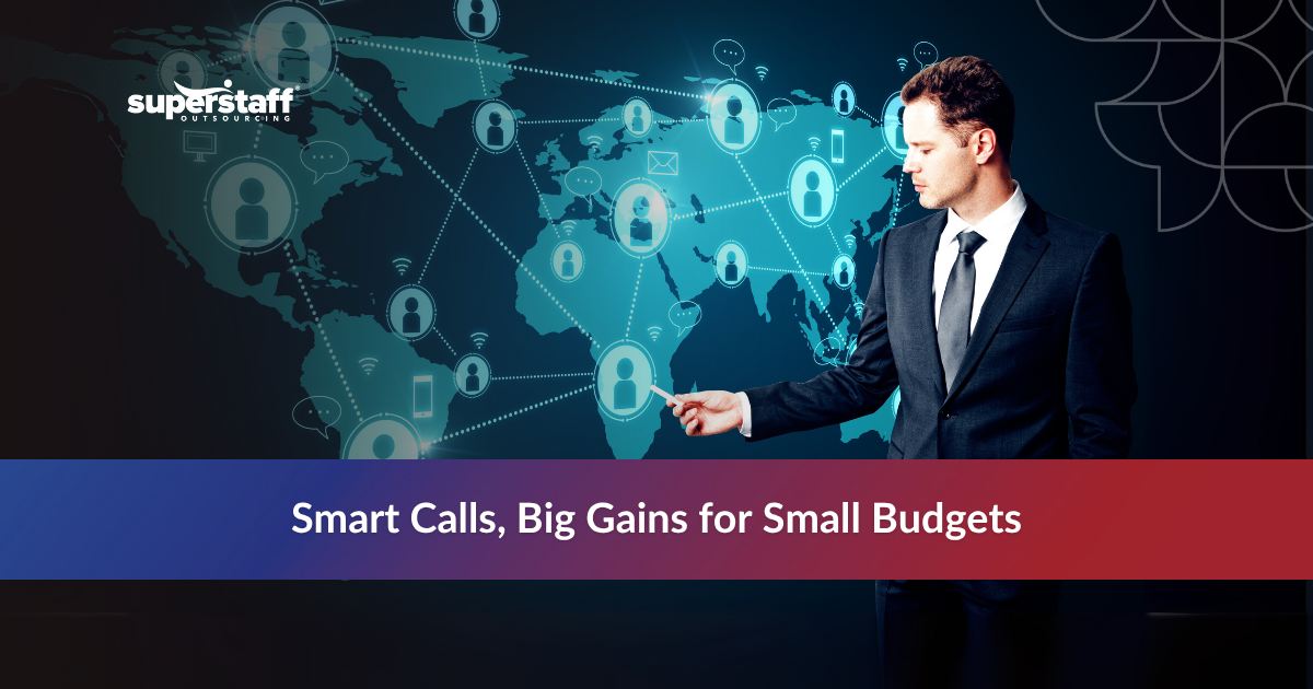 Woman celebrating success on a graph, highlighting telemarketing services for small businesses that boost outreach and growth.