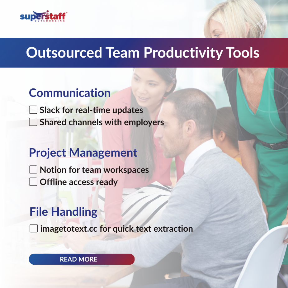 Tools that Outsourced Teams Use to Boost Business Productivity Outsourced team productivity tools and communication platforms for remote works