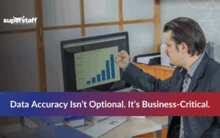 BPO worker looking at a computer for an accurate data entry