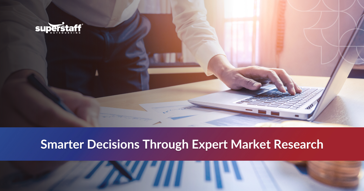 Team analyzing data using market research services