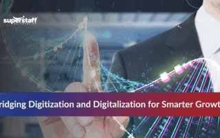 Business team discussing digitalization vs digitization strategies for growth.