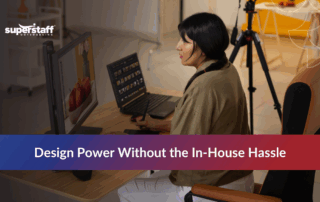 Team collaborating on outsourced design services