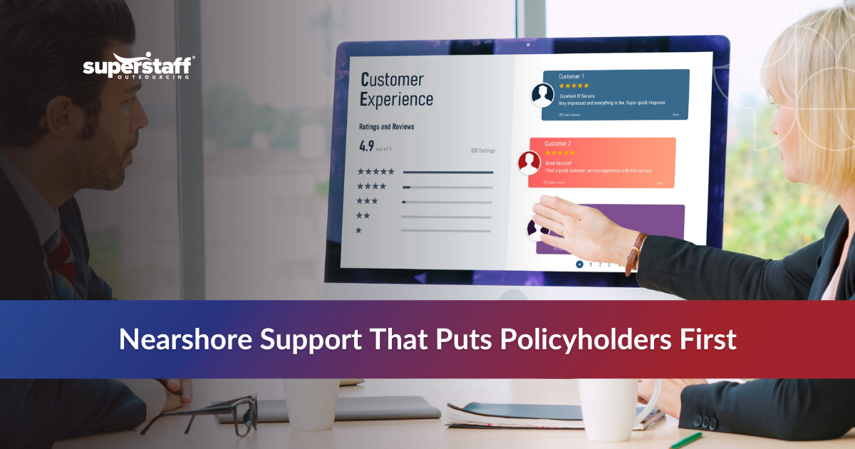 Policyholders to Processes_Featured Customer experience dashboard on screen showing how outsourcing for insurance companies enhances service quality and client satisfaction.