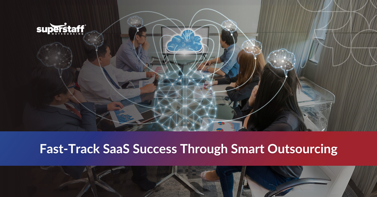 _SaaS Development_Featured BPO workers brainstorming together in an office, representing outsourcing SaaS development services.