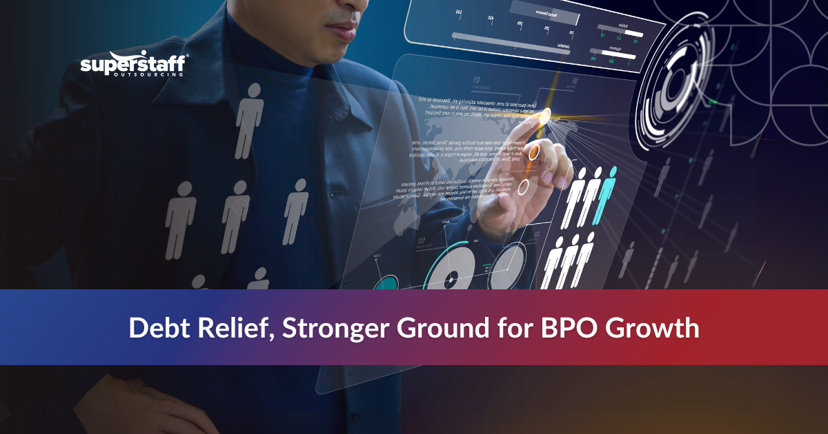 _Signal for BPO_Featured Hand pointing at a digital screen with figures, symbolizing Colombia national debt and economic data.