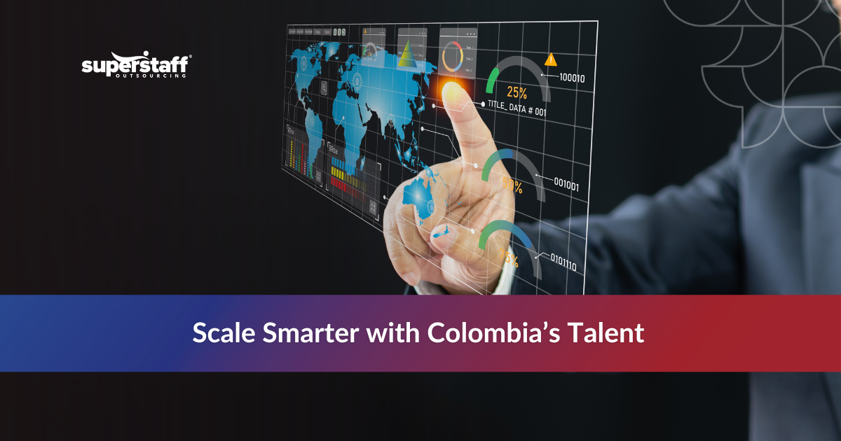 Hand holding globe showing what is nearshore staff augmentation with growth arrows and global connections