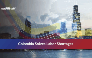 Colombian nearshore outsourcing services highlighted on a global competitiveness map.