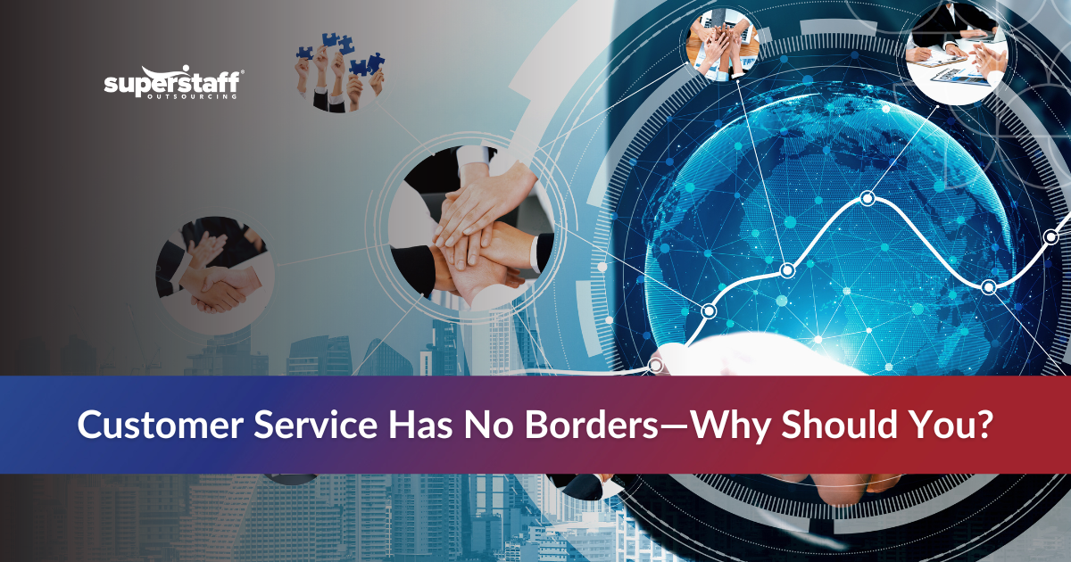 the Future of Global Customer Service_Featured Global customer service infographic showing benefits of offshore call centers with business professional
