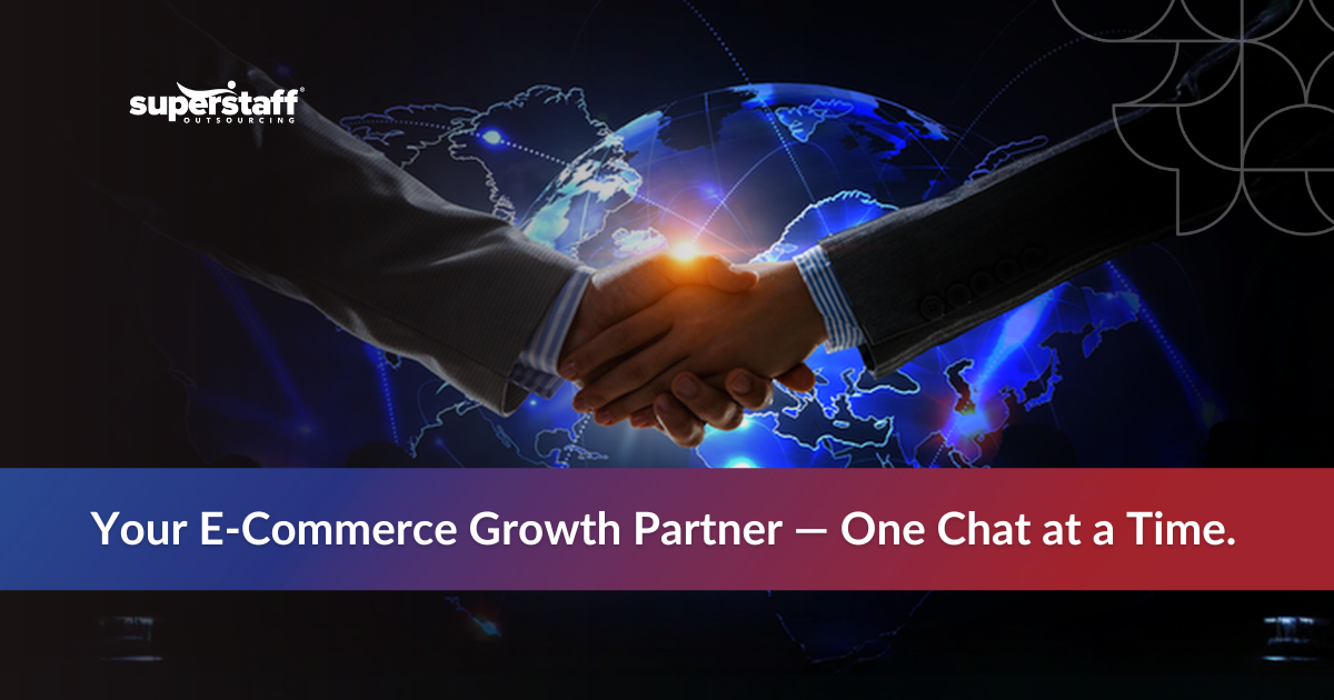 Global agreement graphic symbolizing e-commerce brands partnering to outsource live chat support services to the Philippines.
