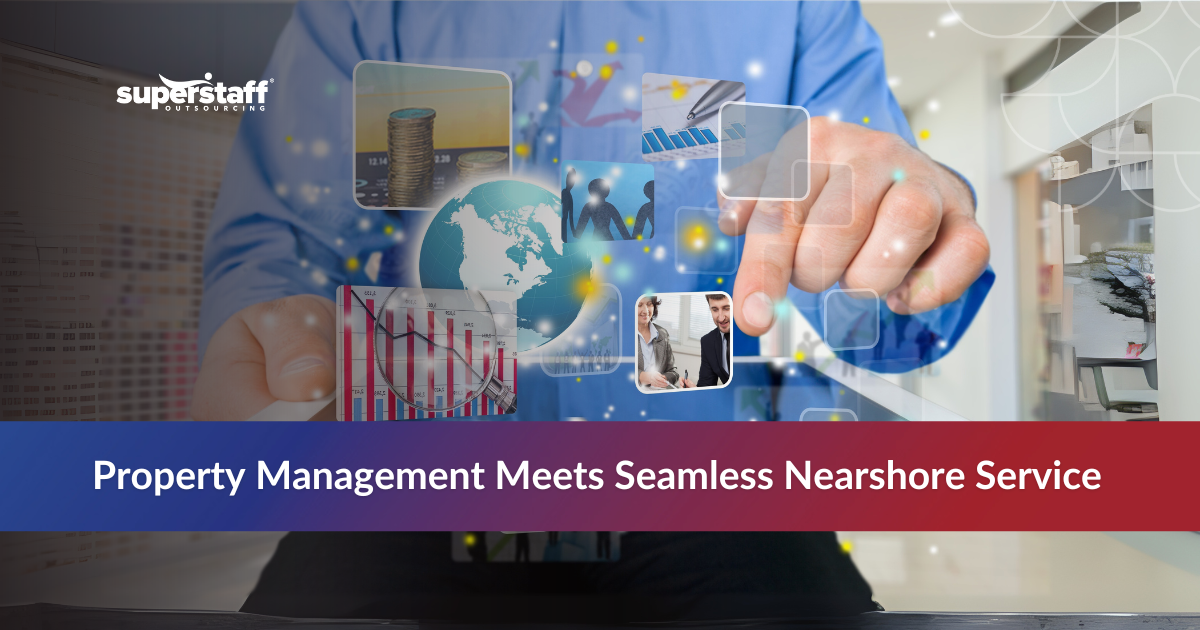 Professional using tablet for customer service in property management with digital interface overlay