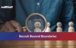 Recruiter using digital tools for talent searching, showing the benefits of recruitment process outsourcing for global hiring efficiency.